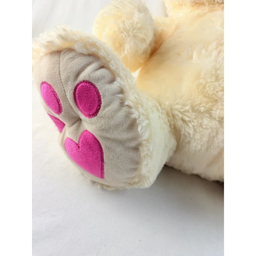HugFun Teddy Bear Plush 21” Cream White Pink Heart Paws Soft Stuffed Animal